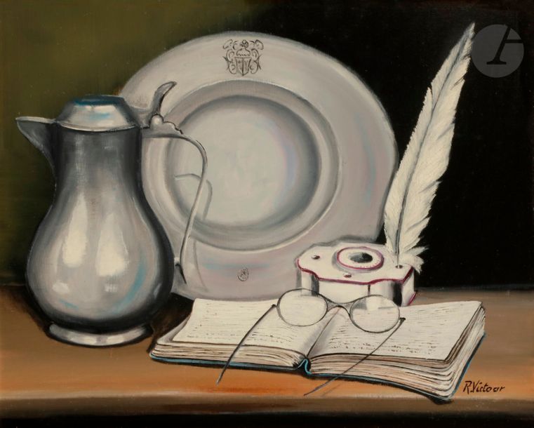 R. VICTOOR (XXe siècle)
Nature morte
Huile sur carton toilé.
Signée en bas à droite.
33 x 41 cm