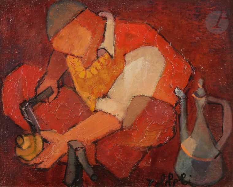 Louis TOFFOLI [franco-italien] (1907-1999)
Le Dinandier, 1964
Huile sur toile.
Signée en bas à droite.
22 x 27 cm