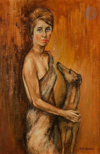 René CAZASSUS (né en 1932)
Madame Guyonnet et Green, 1960
Huile sur toile.
Signée en bas à droite.
100 x 65 cm