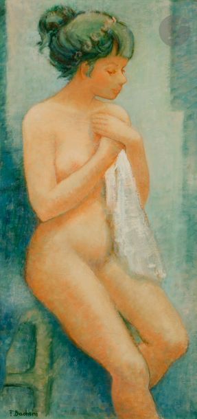 France BACHEM (XXe siècle)
Nu assis
Huile sur toile.
Signée en bas à gauche.
60 x 30 cm