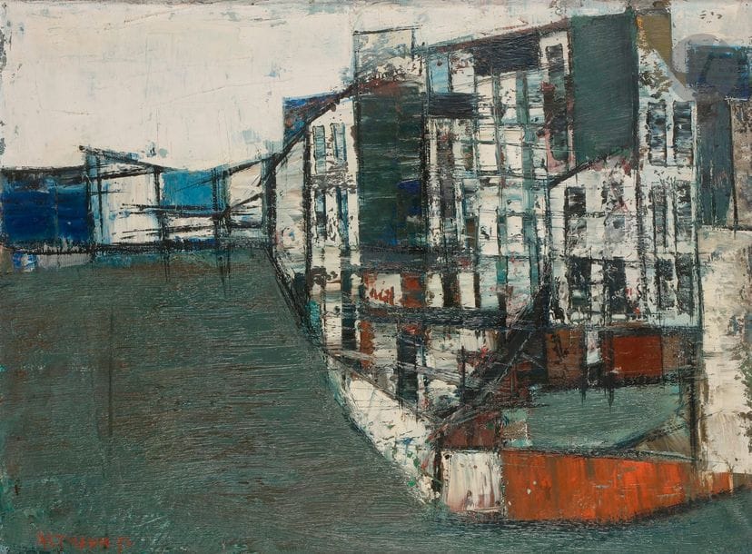Gérard ALTMANN (1923-2012)
En ville, 1957
Huile sur toile.
Signée et datée en bas à gauche.
54 x 73 cm