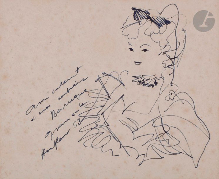 Emilio GRAU-SALA (1911-1975)
Portrait de femme, 1963
Encre.
Signée, datée et dédicacée sur la droite.
(Rousseurs).
14 x 16 cm