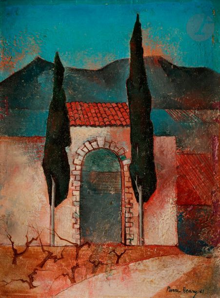 Pierre HENRY (né en 1924)
Paysage de Provence, 1961
Huile sur carton.
Signée et datée en bas à droite.
23.5 x 17.5 cm