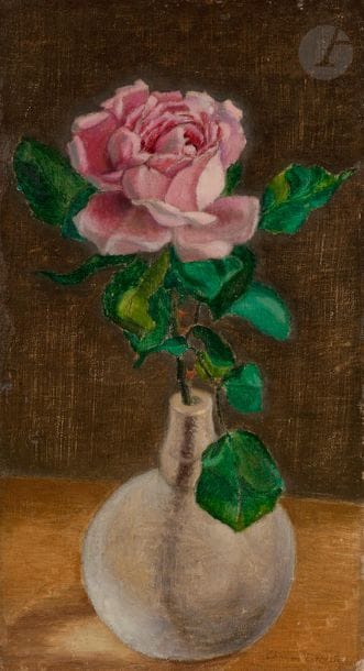 Charles LACOSTE (1870-1959)
Rose dans un vase
Huile sur toile.
Signée en bas à droite.
35 x 19 cm