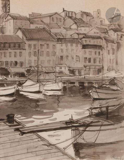 Serge KISLAKOFF (1897-1980) 
Cannes, le vieux port, 1962
Encre et lavis d’encre.
Signée et datée en bas à droite.
(Rousseurs).
40 x 32 cm

Provenance : 
Atelier Serge Kislakoff, Maître Dapsens, Reims (timbre au dos).

?????? ??????????? ???????? (1897 - 1980)
?????, ?????? ????. 1962
??????, ??????? ? ?????????? ????????.
??????? ? ????? ????? ??????.
40 ? 32 ??
????????? : ?????????? ?????? ?????? ?????? ?????????, Maître Dapsens, ?????, (????? ?? ???????).



