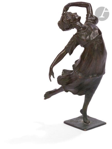 Boris Oskarovitch FRÖDMAN-CLUZEL
(1878-1969)
Isidora Duncan dansant
Bronze, patine brune.
Monogrammé B. F-C et daté 1910 sur la terrasse. Cachet du fondeur A. A. Hébrard. Cire perdue et numéroté (3).
Hauteur : 15 cm ; accident au pouce de la main gauche.

????? ????????? ???????-??????? (1878 - 1969)
????????? ???????? ??????
??????, ?????????? ??????.
?? ?????? ??????????  B. F-C ? ????? 1910, ?????? ????????? ?. ?. ?????? ? ????????? « ?????????? ????» ? ????? (3).
?????? : 15 ?? ; ?????? ????????? ??????? ???????? ?????? ????? ????.

A bronze Isidora Duncan by Boris Oskarovitch Frödman-Cluzel, monogrammed and dated

