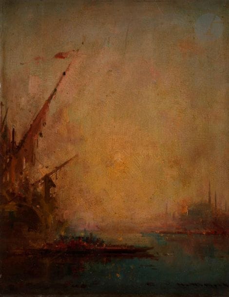 Henri DUVIEUX (1855-1902)
Vue de Constantinople
Huile sur toile.
Signée en bas à droite.
25 x 20 cm