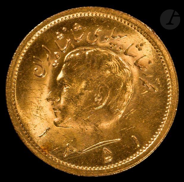 Iran, Mohammed Reza Pahlavi (1941-1979)
Pahlavi en or SH 1351 = 1972
Poids : 8,2 g 
