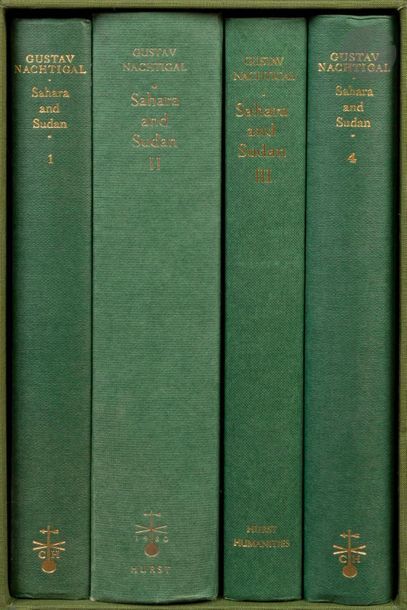 NACHTIGAL G., Sahara and Sudan, London,
C. Hurst & Co., 1974, 4 vol. 
Dans un coffret.