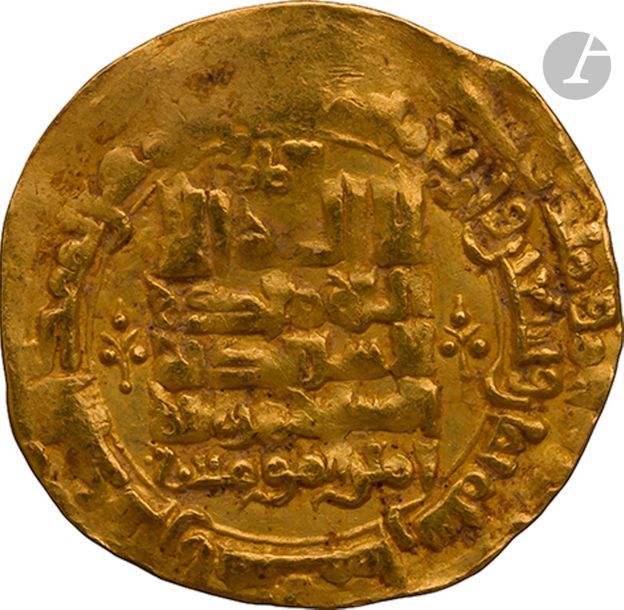 ABBASSIDES. Règne d’Al-Mustazhir (487-512 H / 1094-1118).
Dinar d’or daté 498 H / 1104, et au nom du calife al-Mustazhir Billah.
Poids : 3,6 
TB