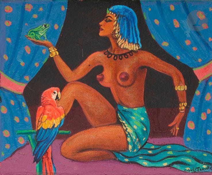 Clovis TROUILLE (1889-1975)
Une Fille de la douceur, 1950
Huile sur toile.
Signée en bas à droite.
Signée au dos.
(Manque infime).
22 x 27 cm

Bibliographie : 
Clovis Prévost, Voyage autour de Clovis Trouille, Éditions Acte Sud, 2003, p. 154.

Nous remercions l'Association Clovis Trouille et Madame Isabel Pessoa d'avoir confirmé l'authenticité de cette œuvre et pour les informations qu'ils nous ont transmises.