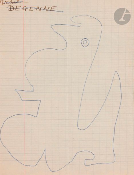 Gaston CHAISSAC (1910-1964)
Figure, vers 1960
Stylo bille.
Au dos d'une lettre manuscrite signée.
20 x 15,5 cm

Nous remercions Monsieur Thomas le Guillou d'avoir confirmé l'authenticité de l'œuvre.