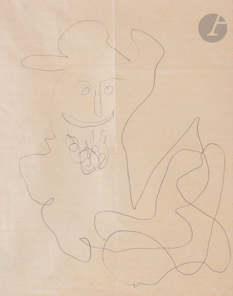 Gaston CHAISSAC (1910-1964)
Personnage, 1963
Stylo bille.
Au dos d'une lettre manuscrite apocryphe, signée et datée.
26 x 20 cm

Nous remercions Monsieur Thomas le Guillou d'avoir confirmé l'authenticité de l'œuvre.