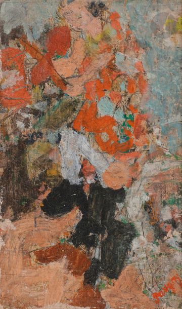Jean Puni dit POUGNY (1892-1956)

Le Violoniste, vers 1943-44

Huile sur toile montée sur carton.

Signée en bas à droite.

Numérotée " 512B " à l'encre au dos.

19 x 9,5 cm