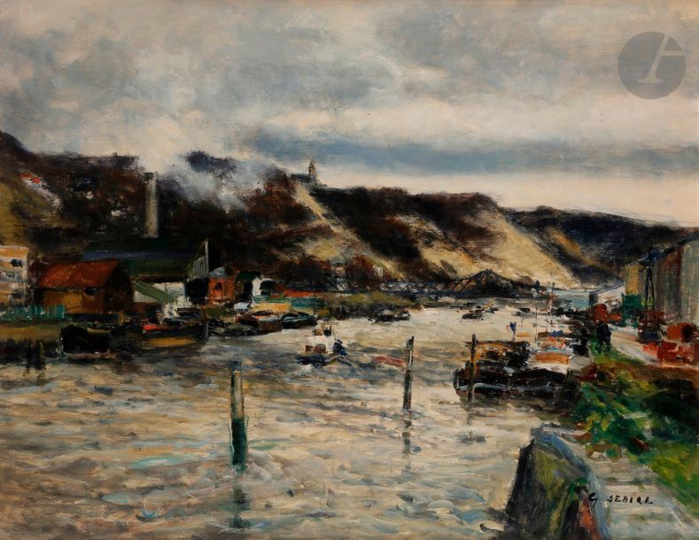 Gaston SéBIRE (1920-2001)

Rouen, l'île Lacroix et le port aux Anglais

Huile sur toile.

Signée en bas à droite.

73 x 92 cm