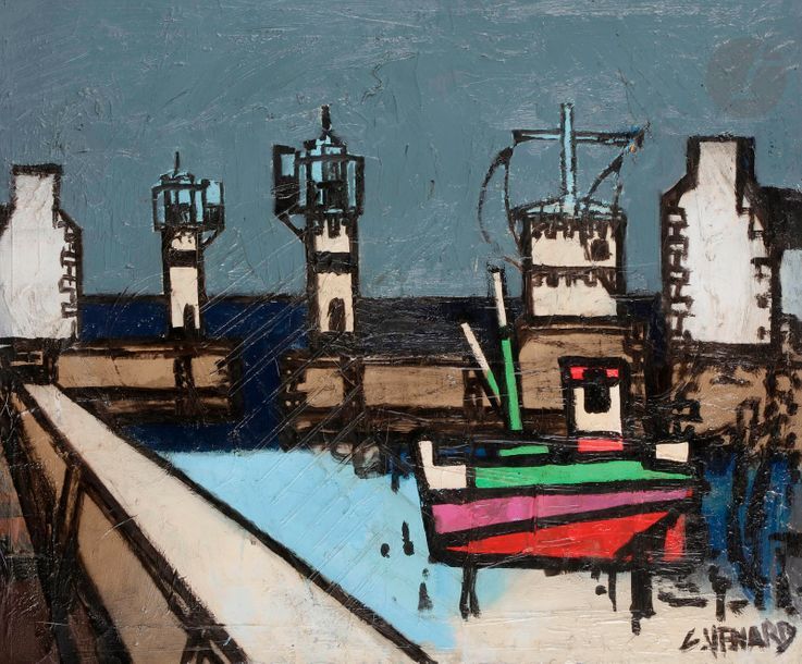 Claude VENARD (1913-1999)

L'Entrée du port, 1960

Huile sur toile.

Signée en bas à droite.

Datée au dos.

(Restauration et petit manque sur un bord).

60 x 73 cm