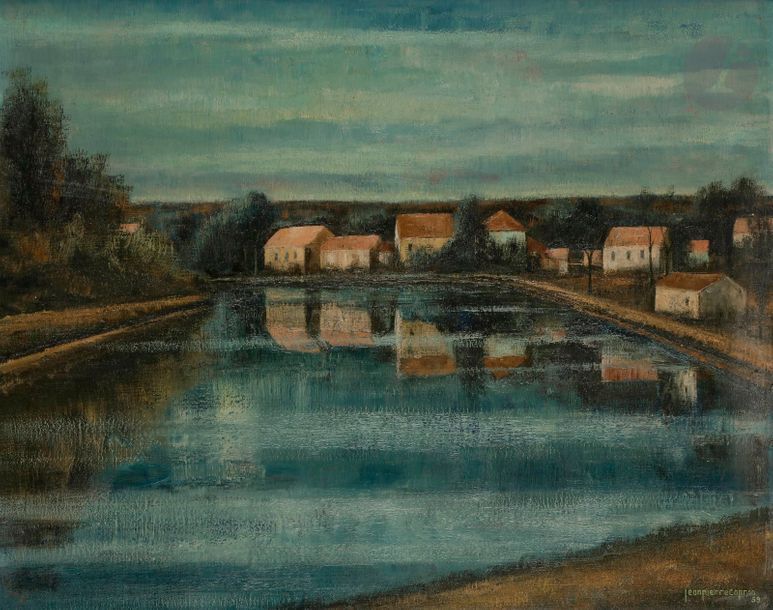 Jean-Pierre CAPRON (1921-1997)

Village au bord d'un étang, 1959

Huile sur toile.

Signée et datée en bas à droite.

65 x 81 cm