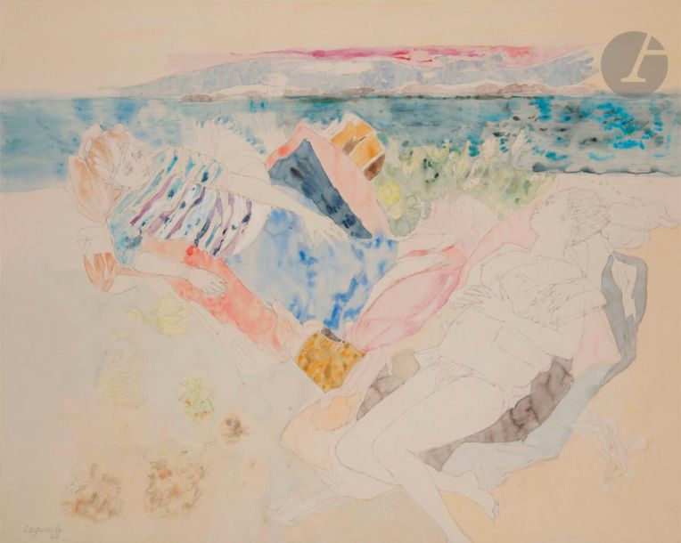 Raymond LEGUEULT (1898-1971)

Femme à la plage, 1967

Aquarelle sur mine de plomb.

Signée et datée en bas à gauche.

49 x 60 cm