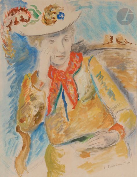 Constantin TERECHKOVITCH (1902-1978)

Femme au fauteuil

Gouache sur traits de crayon.

Signée en bas à droite.

61 x 47 cm