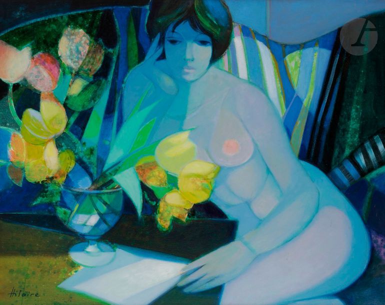 Camille HILAIRE (1916-2004)

Nu aux tulipes

Huile sur toile.

Signée en bas à gauche.

Signée et titrée au dos.

81 x 100 cm