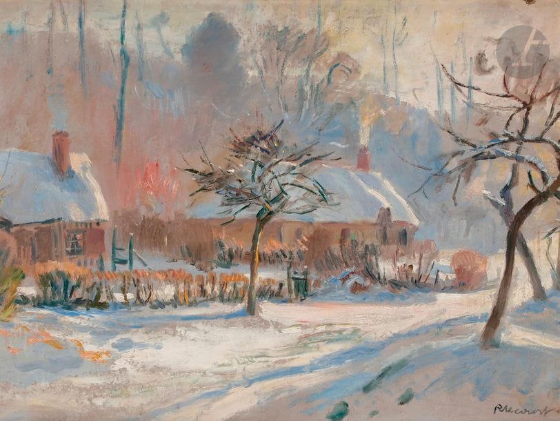 Raymond-Louis LECOURT (1882-1946)

Paysage de neige

Huile sur carton contrecollé sur panneau.

Signée en bas à droite.

(Petit accident au carton).

45 x 59 cm



Exposition : 

Rétrospective R. Lecourt, 10 toiles - 1 livre, Galerie Malouvier, Le Havre, 28 septembre 1988 (étiquette au dos).