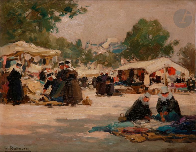 Henri BARNOIN (1882-1935)

Marché en Bretagne

Huile sur panneau.

Signée en bas à gauche.

22 x 27 cm