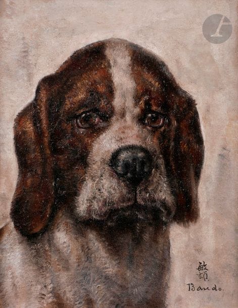 Toshio BANDO (1895-1973)

Chien

Huile sur toile.

Signée en bas à droite.

27 x 22 cm



 Provenance : 

Galerie Cheron, Paris (étiquette déchirée au dos).

 Nous remercions Monsieur Jacques Boutersky de nous avoir confirmé l'authenticité de cette œuvre.