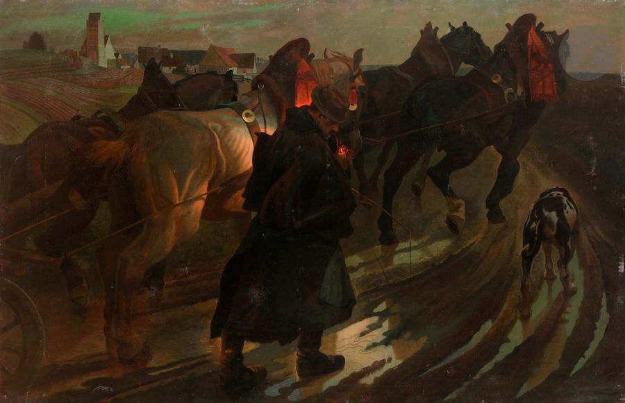 *Christian SPEYER (1855-1929)

La Nuit sur la route, 1875

Huile sur toile.

Signée et datée en bas à droite.

(Frottements et restaurations).

105 x 161 cm
