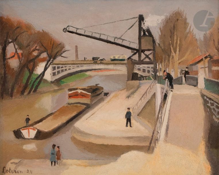 Robert LOTIRON (1886-1966)

Le Pont de Gennevilliers, 1924

Huile sur toile.

Signée et datée en bas à gauche.

33 x 41 cm



Provenance : 

Galerie Vildrac, Paris (étiquette au dos).

 Nous remercions Monsieur Michel Salomé de nous avoir confirmé l'authenticité de cette œuvre.