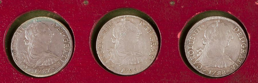 MEXIQUE.
LOT de 3 pièces de 8 réaux, 1787, 1788 (2 ex.).
Mexico.
KM.106.2a
TTB