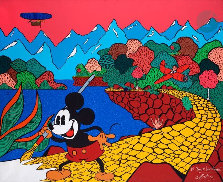 Sevehon FRANKY BOY (né en 1954)
J’ai bientôt fini
Acrylique sur toile.
Signée, datée et titrée en bas à droite.
(Accident dans un angle).
130 x 162 cm