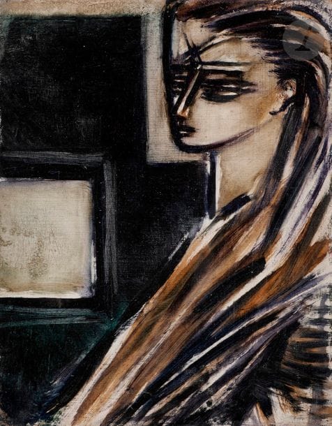 Roberta GONZALEZ (1909-1976)
Femme de profil, 1950
Huile sur carton.
Signée et datée au dos.
18 x 14 cm