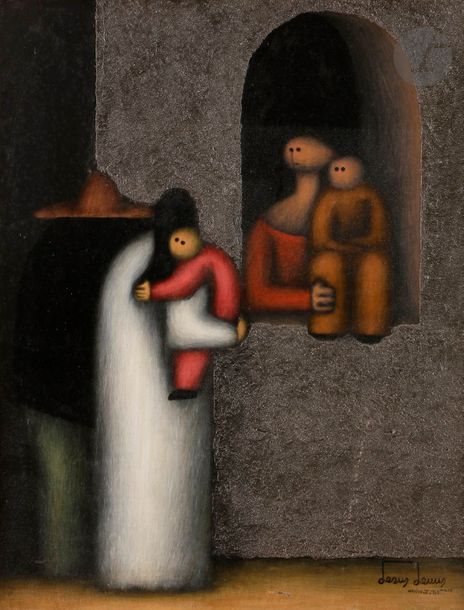 Jésus Mariano LEUUS [mexicain] (né en 1948)
La Famille, 1969
Huile sur isorel.
Signée et datée en bas à droite.
50 x 40 cm