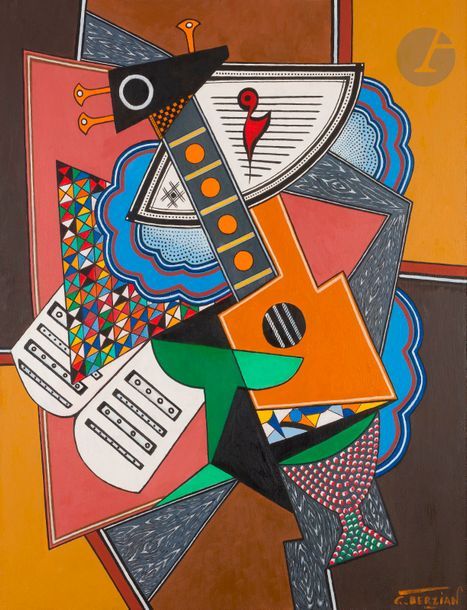 Georges TERZIAN (né en 1939)
Le Verre aux boutons rouges
Huile sur toile.
Signée en bas à droite.
Signée et titrée au dos.
116 x 89 cm