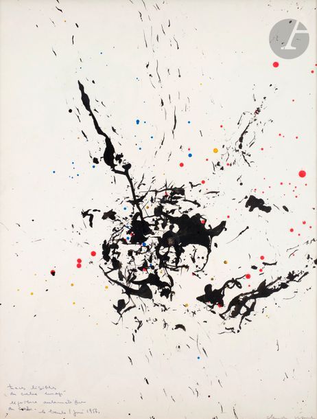 Claude VISEUX (1927-2008)
Traces lisibles du crabe enragé, 1956
Technique mixte sur papier.
Signée, datée et annotée « Traces lisibles du crabe enragé - Expérience automatique du crabe - La Baule 1 juin 1956 ».
64 x 48 cm

L’œuvre est référencée dans les archives Claude Viseux sous le numéro DP19530027. 
Nous remercions Monsieur François Viseux pour les informations qu’il nous a transmises.