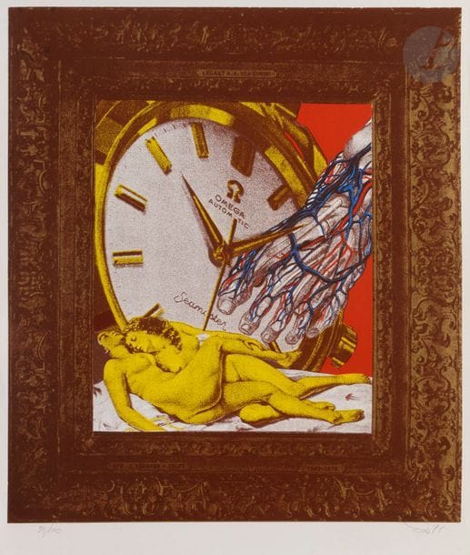 ERRÓ (Guðmundur Guðmundsson, dit) [islandais] (né en 1932)
Omega, 1971
Lithographie en couleurs.
Épreuve sur vélin glacé, numérotée, signée et datée au crayon. Tirage à 100 épreuves.
86 x 61 cm