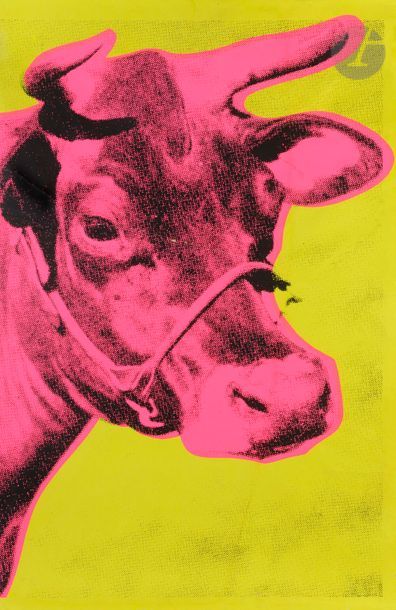 Andy WARHOL [American] (1928-1987) (after
)Cow Wallpaper
 (yellow
 background
) 1987Colour silkscreen.
 Proof on vellum, lined on thin japanese, lacking conservation (many fractures and accidents). Ed. made for the retrospective of the Musée d'art moderne de la Ville
 de Paris.

 113 x 71 cm

