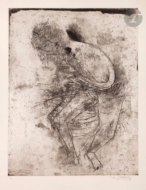 Johnny FRIEDLAENDER (1912-1989)
Femme II, 1955
Eau-forte et aquatinte.
Épreuve sur vélin, justifée « E.A. » et signée au crayon. 
67 x 51,5 cm

Bibliographie : 
Schmücking 139.