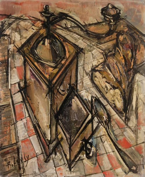 Roger LERSY (1920-2004)
Le Moulin à café, 1953
Huile sur toile.
Signée et datée en bas à gauche.
65 x 54 cm