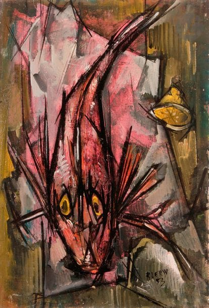 Roger LERSY (1920-2004)
Rascasse, 1953
Huile sur toile.
Signée et datée en bas à droite.
(Restauration).
55 x 38 cm