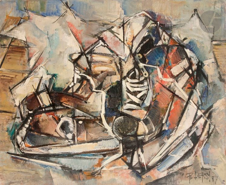 Roger LERSY (1920-2004)
Les Patins, 1957
Huile sur toile.
Signée et datée en bas à droite.
60 x 73 cm