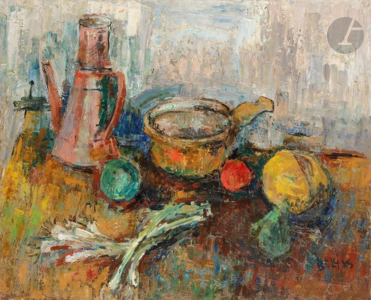 Richard BELLIAS (1921-1974)
Nature morte, 1959
Huile sur toile.
Signée en bas à droite.
Datée au dos.
81 x 100 cm