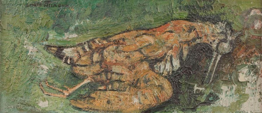 André MINAUX (1923-1986)
Bécasse, 1958
Huile sur toile.
Signée en haut à gauche.
Datée au dos.
31 x 70 cm

Nous remercions Madame Agnès Vargel, fille de l’artiste, pour les informations qu’elle nous a transmises.