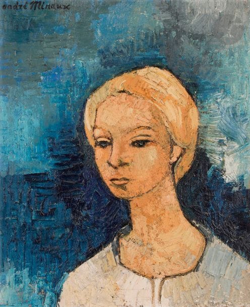 André MINAUX (1923-1986)
Portrait, 1959
Huile sur toile.
Signée en haut à gauche.
Datée au dos.
65 x 54 cm

Provenance : 
The Adams Gallery, Londres (étiquette au dos).


Nous remercions Madame Agnès Vargel, fille de l’artiste, pour les informations qu’elle nous a transmises. 

Pour une œuvre similaire, voir : Jean Bouret, André Minaux, éditions Sauret, Monaco, 1977, p.58.