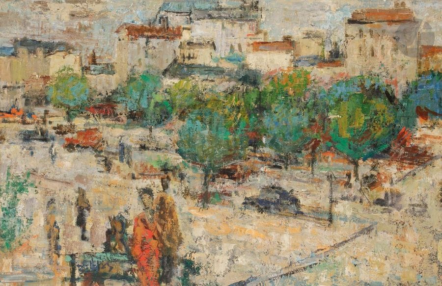 Richard BELLIAS (1921-1974)
Le Village, 1960
Huile sur toile.
Signée en bas vers la gauche.
Signée et datée au dos.
60 x 92 cm