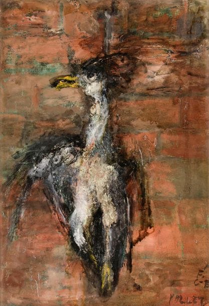 Jean POLLET (né en 1929)
L’Oiseau de Villon, 1959
Huile sur toile.
Signée en bas à droite.
Signée et datée au dos.
55 x 38 cm