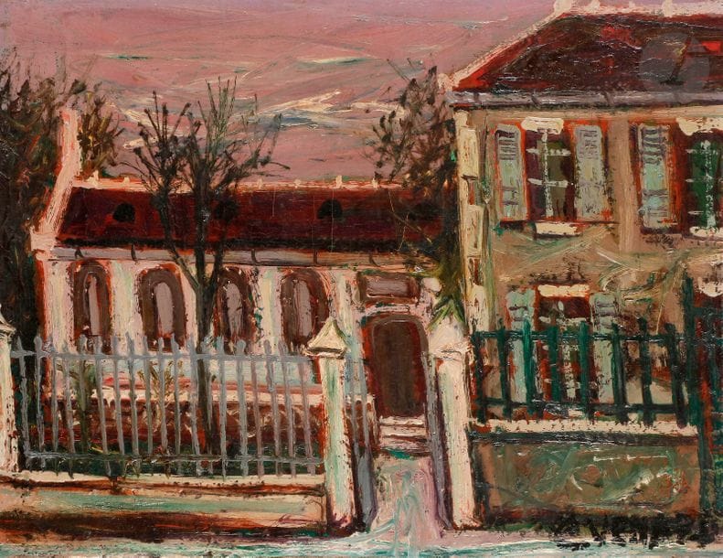 Claude VENARD (1913-1999)
L’école, 1950
Huile sur toile.
Signée en bas à droite.
26 x 34 cm