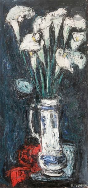 Maurice VERDIER (1919-2003)
Arums, 1964
Huile sur toile.
Signée et datée en bas à droite.
165 x 78 cm