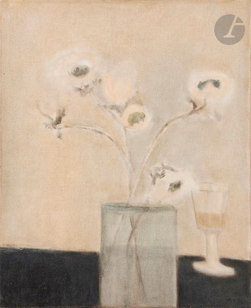 Geneviève ASSE (née en 1923)
Fleurs, 1955
Huile sur toile.
Signée en bas à droite.
46 x 38 cm

Provenance : 
Vente Maître Loudmer, Paris, 16 octobre 1992.