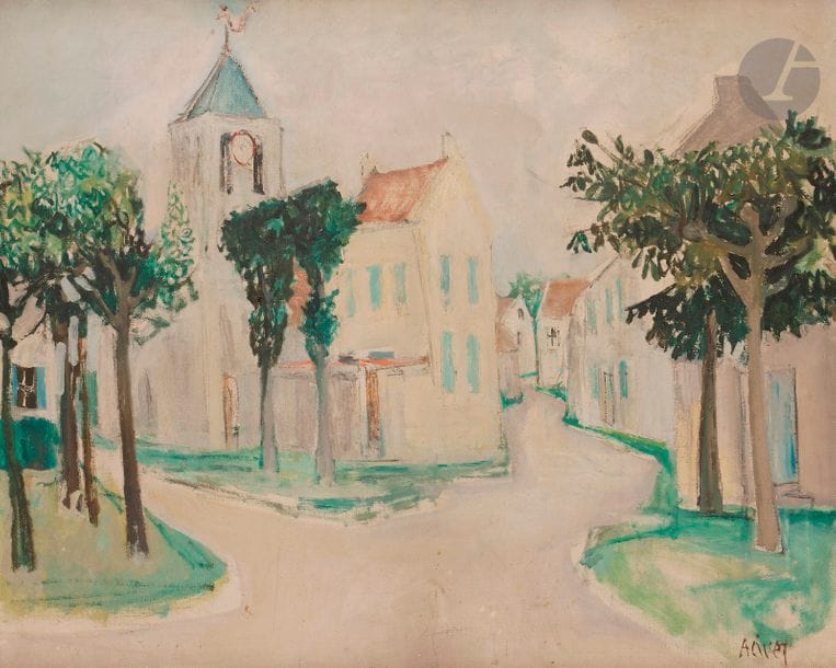 André CIVET (1911-1961)
Le Village, 1954
Huile sur toile.
Signée en bas à droite.
65 x 81 cm